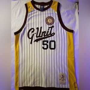 G-Unit Men’s Pinstripe Jersey Tank - White/Yellow